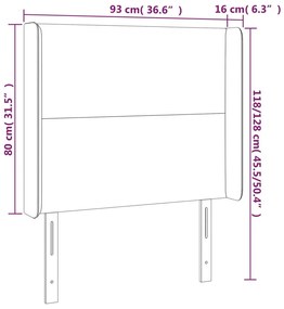sötétbarna szövet LED-es fejtámla 93x16x118/128 cm