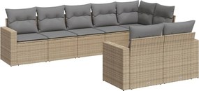 vidaXL 8 részes bézs polyrattan kerti ülőgarnitúra párnával