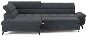 Fekete MARANO balos L-alakú kihajtható sarokkanapé