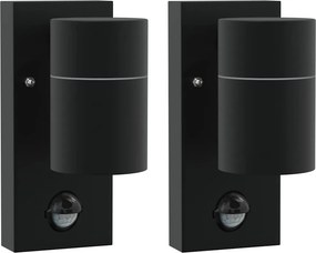 vidaXL Kültéri Fali Lámpa 2 pcs Fekete 6,5 x 10,5 x 16 cm