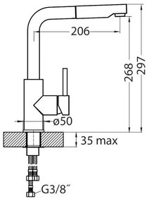 ALVEUS 1135366 - Sara kihúzható zuhanyfejes mosogató csap 29,7 cm szatén