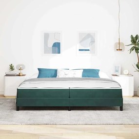 Boxspring ágy matraccal Sötétzöld 200 x 210 cm Bársony