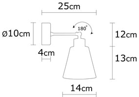 Rézszínű-natúr színű fali lámpa ø 14 cm Manavgat – Opviq lights