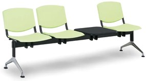 Design műanyag pad, 3 üléses + asztal, piros
