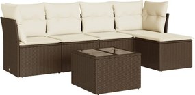 vidaXL 6 részes barna polyrattan kerti ülőgarnitúra párnával