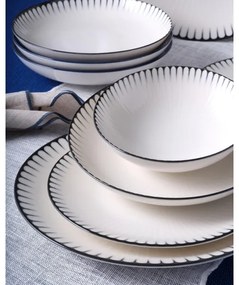 24 részes étkészlet, fehér/fekete, porcelán