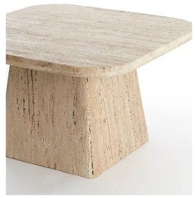 Bézs dohányzóasztal kő asztallappal 60x60 cm Kepami – Light &amp; Living