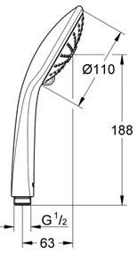 GROHE 27221000 - Kézi zuhany TEMPESTA COSMOPOLITAN 100, 3 sugár, fényes króm