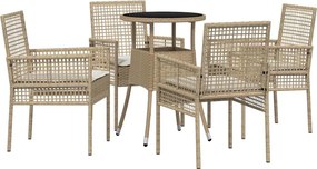 vidaXL Kert étkező szett 5 pcs Bézs polirattan