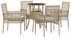 vidaXL Kert étkező szett 5 pcs Bézs polirattan