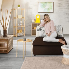 Kinyitható fotel, barna/minta, KENY NEW