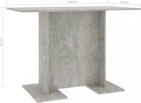 betonszürke szerelt fa étkezőasztal 110 x 60 x 75 cm