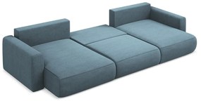 Világoskék kinyitható-tárolóhelyes (U alakú) sarokkanapé Kapua – Makamii