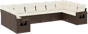 vidaXL 10 részes barna polyrattan kerti ülőgarnitúra párnákkal