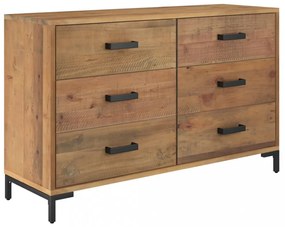 barna tömör újrahasznosított fenyőfa tálalószekrény 110x35x70cm