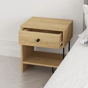 Natúr színű éjjeliszekrény tölgyfa dekorral Saturne – Marckeric