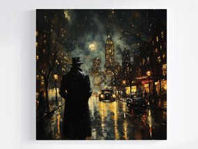 Vászonkép Canvas Város Éjszaka Eső Férfi Sötétség Szorongás 40x40