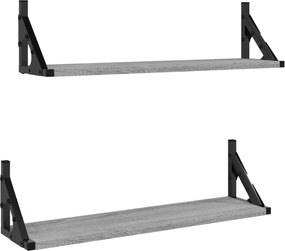 vidaXL 2 db szürke sonoma színű fali polc 60 x 15 x 15,5 cm