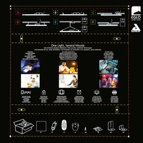 Eglo 32547 - LED RGBW Dimmelhető beépíthető panel SALOBRENA-C 34W/230V fehér + távirányító