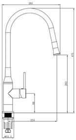 Sapho - Mosogató csap rugalmas karral SILI fekete/réz