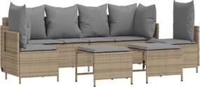 vidaXL 5 részes bézs polyrattan kerti ülőgarnitúra párnákkal