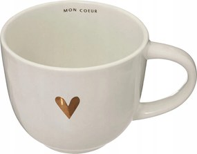 Kerámia Teásbögre Füllel Nagy 480 ML Fehér, Szívecskés