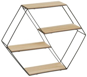 Fekete-natúr színű többszintes fali polc 50 cm – Casa Selección