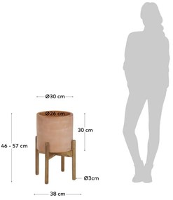 Dalva terrakotta virágcserép fa állványon, ⌀ 30 cm - Kave Home