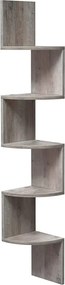 Sarokpolc 5 szintes lebegő fali polc, greige 20x20x127cm