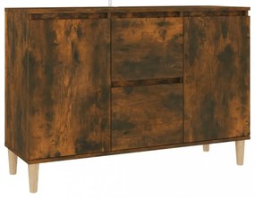 füstös tölgy színű szerelt fa tálalószekrény 101 x 35 x 70 cm