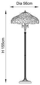 Endon 64323 - Tiffany SULLIVAN állólámpa, 2 x E27 foglalat, max. 60 W, 230 V, átmérő 56 cm