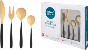 Arany rozsdamentes acél evőeszköz szett 6 személyes Noble Gold fekete 24db-os