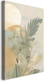 Nagy falikép Levelek bézsben Tompított táj boho Tájkép Zöld