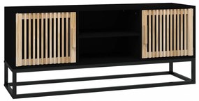 fekete szerelt fa és vas TV-szekrény 105 x 30 x 45 cm