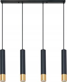 LED-es függőlámpa étkezőbe, fekete, 4 pontos , fa