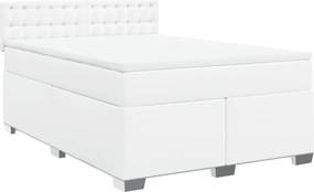 vidaXL fehér műbőr rugós ágy matraccal 140x190 cm