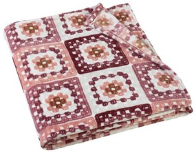 Rózsaszín mikroplüss takaró 130x170 cm Crochet Print – Catherine Lansfield