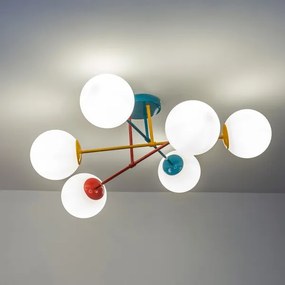 Felületre szerelt MOON csillár 6xE27/15W/230V türkiz/sárga/piros