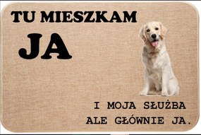 Lenvászon Lábtörlő Bejárat Itt Lakom Én Golden Retriever Kutya Ajándék