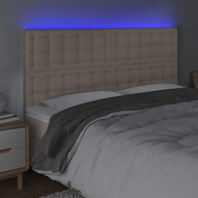 cappuccino műbőr LED-es fejtámla 200x5x118/128 cm