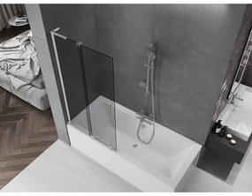 Mexen Velar L, 2 szárnyas eltolható kádparaván 95 x 150 cm, 8mm szürke üveg, króm profil, 896-095-003-41-01