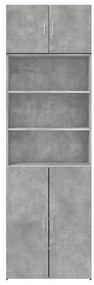 betonszürke szerelt fa tárolószekrény 70 x 42,5 x 225 cm