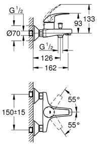 GROHE 23599000 - EUROSMART kádcsaptelep DN 15, fényes króm