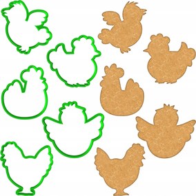 5x Húsvéti mézeskalács formák Húsvéti Csirkék szett XL 5db