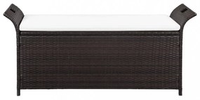 barna polyrattan tárolópad párnával 138 cm