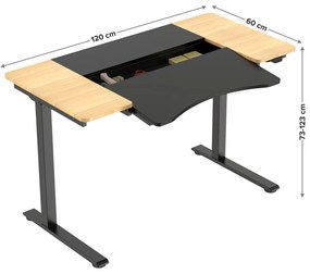 HALDEN íróasztal elektromos magasságállítással, 120x60 cm fekete-burlywood