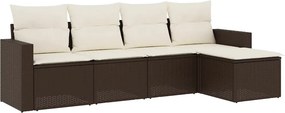 vidaXL 5 részes barna polyrattan kerti ülőgarnitúra párnával