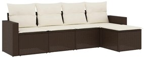 vidaXL 5 részes barna polyrattan kerti ülőgarnitúra párnával