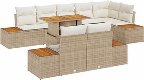 vidaXL Kert étkező szett párnával 9 pcs Beige és krém