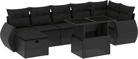 vidaXL 8 részes fekete polyrattan kerti ülőgarnitúra párnákkal